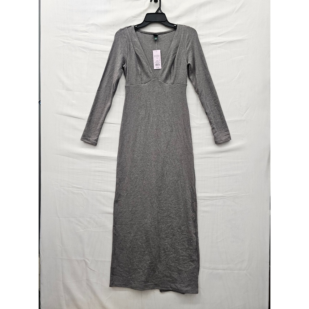 Wild Fable Womens V-Neck Maxi Dress Gray Polyester Blend Casual Size Small